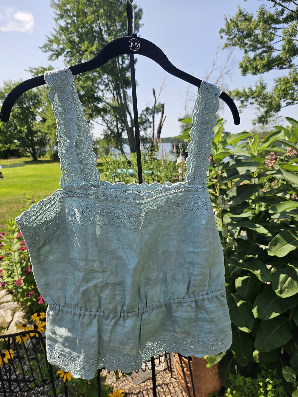 Aritzia Little Moon Eyelet Linen Tank Top NWT